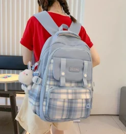 Kawaii Therapy School Backpacks | Preppy Backpacks<Harajuku Style Pastel Grid Backpack